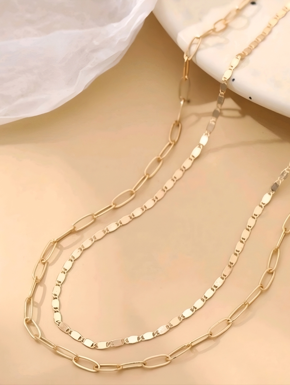 Jordan minimalist necklace set. 2 separate necklaces; approx 17" & 19"; nwot.
